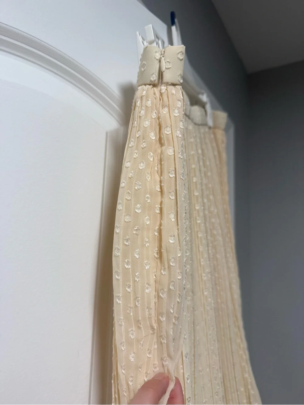 Lulu's Cream Pleated Midi Skirt with Dot Texture
